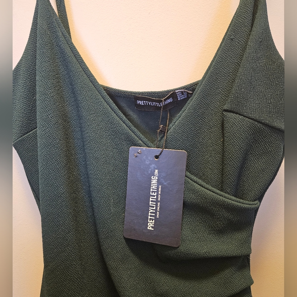 Emerald Crepe dress with High Leg Slit